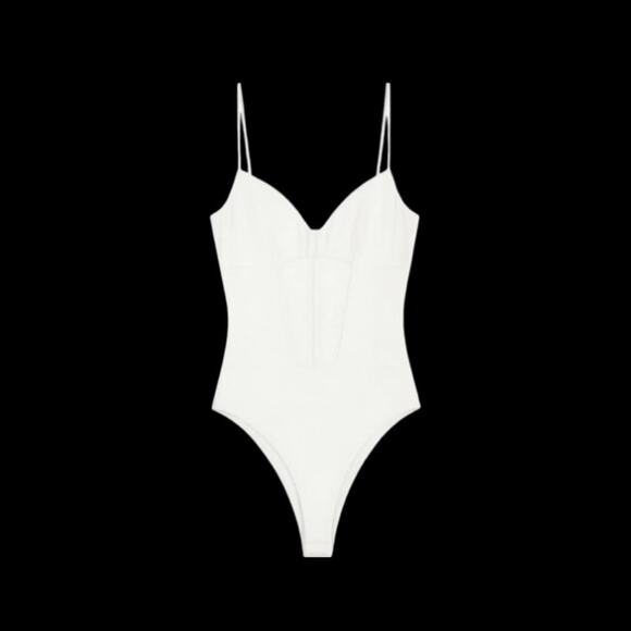 Princess Polly Cream White Mesh Strappy Camisole Bodysuit XS 0 One piece bridal - Picture 1 of 10